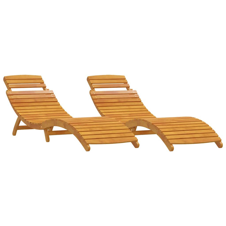 Solsäng 2 Pcs Brun 55 X 184 X 64Cm Massivt Akaciaträ