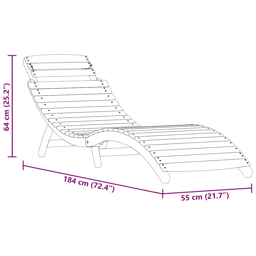 Solsäng 2 Pcs Brun 55 X 184 X 64Cm Massivt Akaciaträ