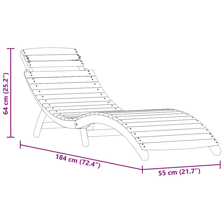 Solsäng 2 Pcs Brun 55 X 184 X 64Cm Massivt Akaciaträ