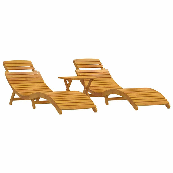 Solsäng 3 Pcs Brun Massivt Akaciaträ