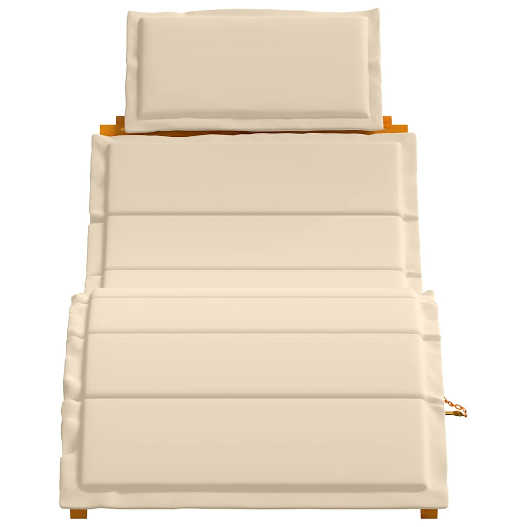 Solsäng Med Kudde 2 Pcs Beige Massivt Akaciaträ