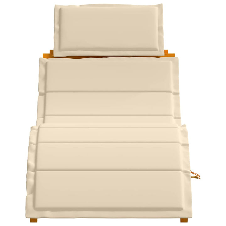 Solsäng Med Kudde 2 Pcs Beige Massivt Akaciaträ