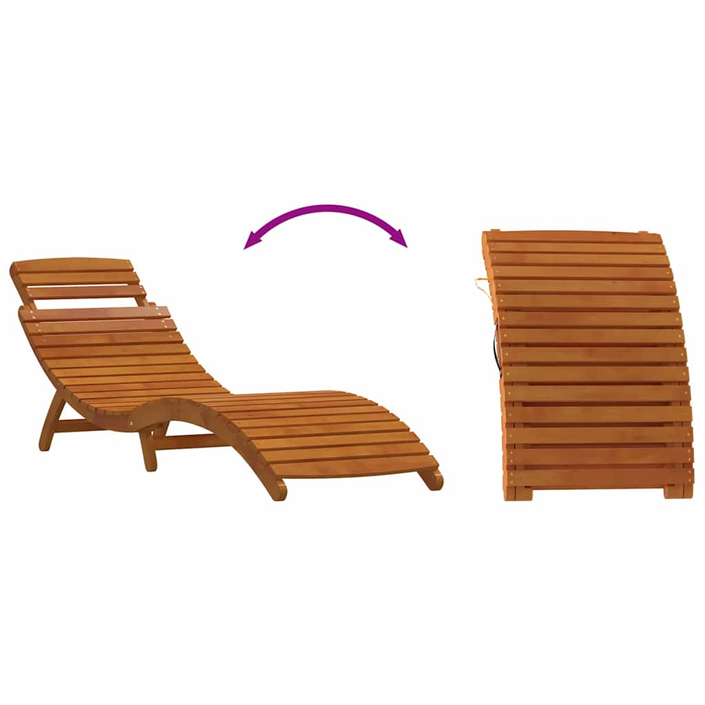 Solsäng Med Kudde 2 Pcs Beige Massivt Akaciaträ