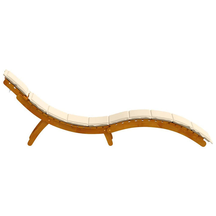 Solsäng Med Kudde 2 Pcs Beige Massivt Akaciaträ