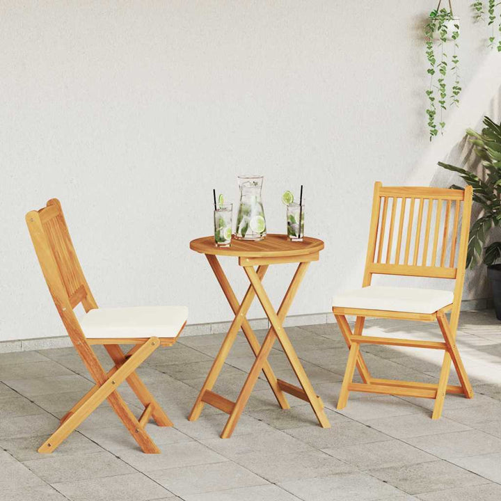 Fällstol Med Kudde 2 Pcs Brun Massivt Akaciaträ