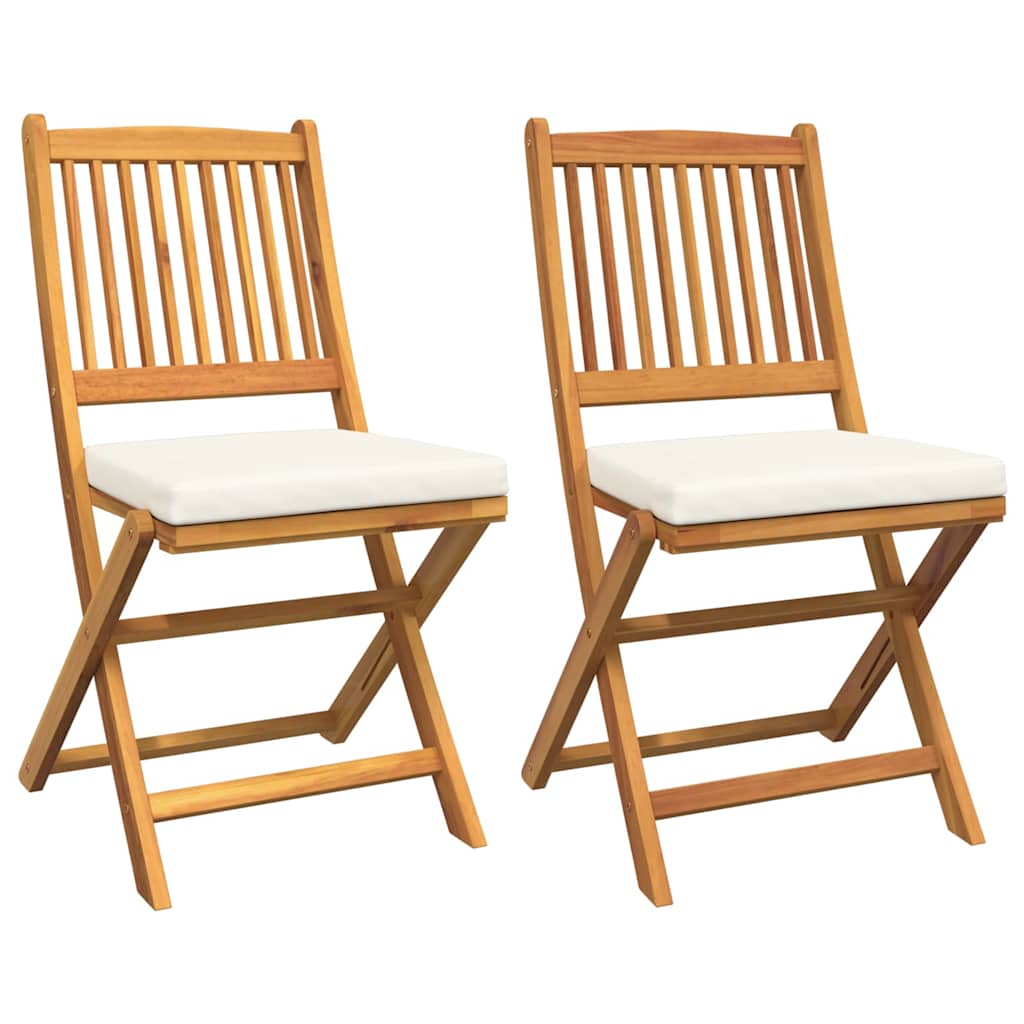 Fällstol Med Kudde 2 Pcs Brun Massivt Akaciaträ