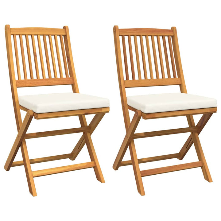 Fällstol Med Kudde 2 Pcs Brun Massivt Akaciaträ