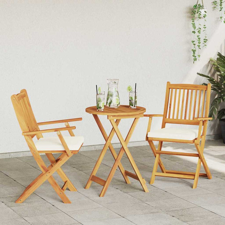 Fällstol Med Kudde 2 Pcs Brun Massivt Akaciaträ
