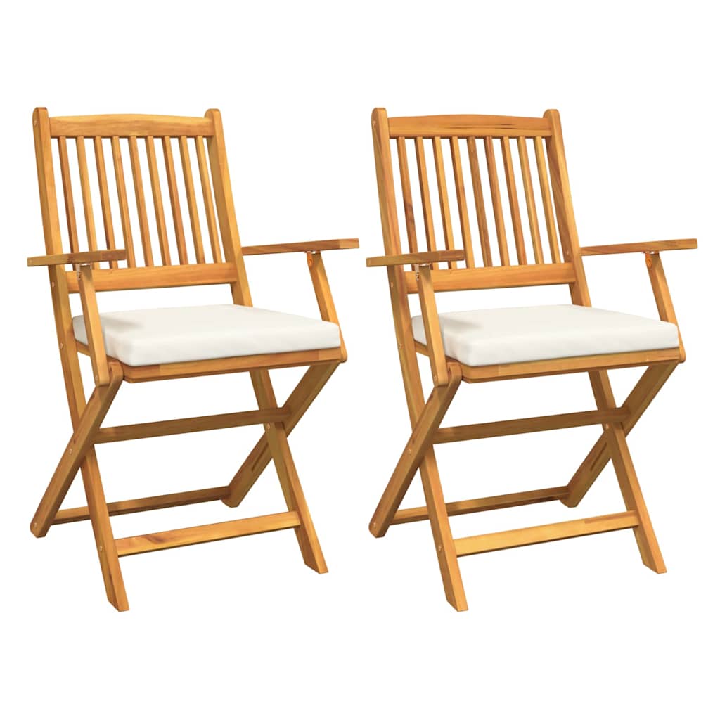 Fällstol Med Kudde 2 Pcs Brun Massivt Akaciaträ