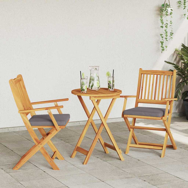 Fällstol Med Kudde 2 Pcs Brun Massivt Akaciaträ
