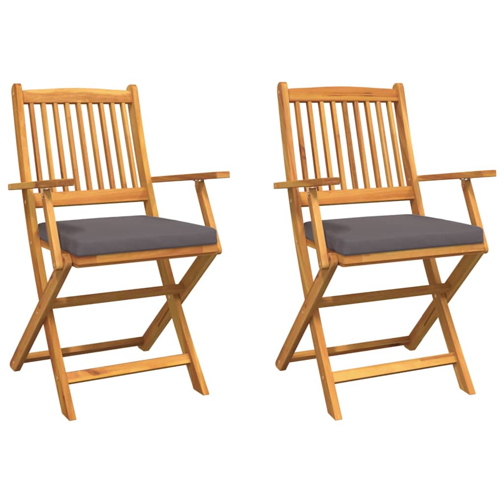 Fällstol Med Kudde 2 Pcs Brun Massivt Akaciaträ