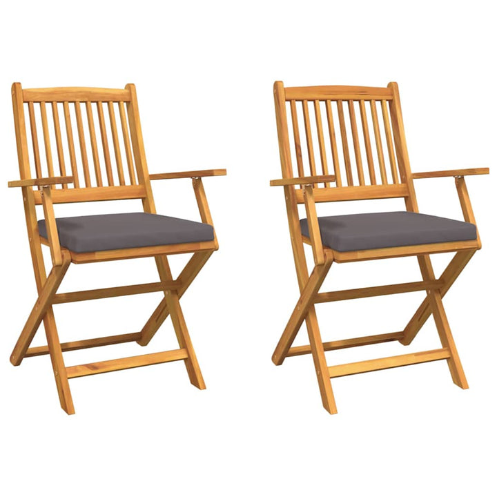 Fällstol Med Kudde 2 Pcs Brun Massivt Akaciaträ