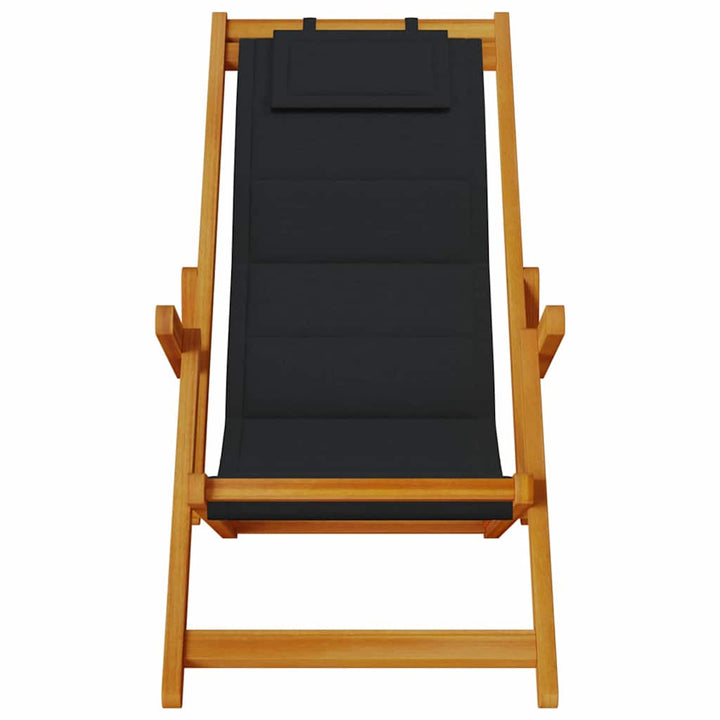 Strandstol Med Kudde 2 Pcs Brun Massivt Akaciaträ
