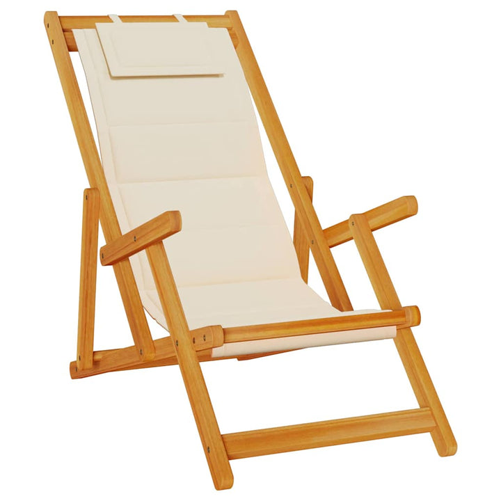 Strandstol Med Kudde 2 Pcs Brun Massivt Akaciaträ