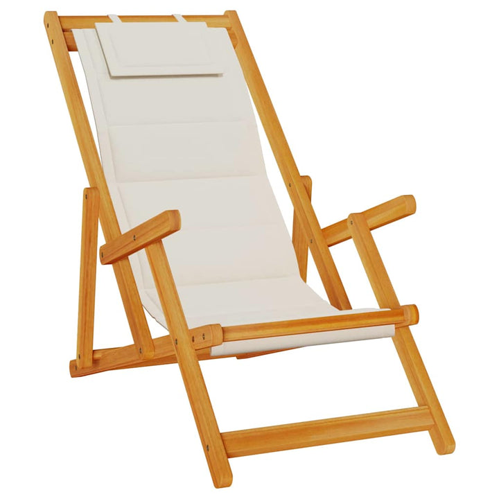 Strandstol Med Kudde 2 Pcs Brun Massivt Akaciaträ