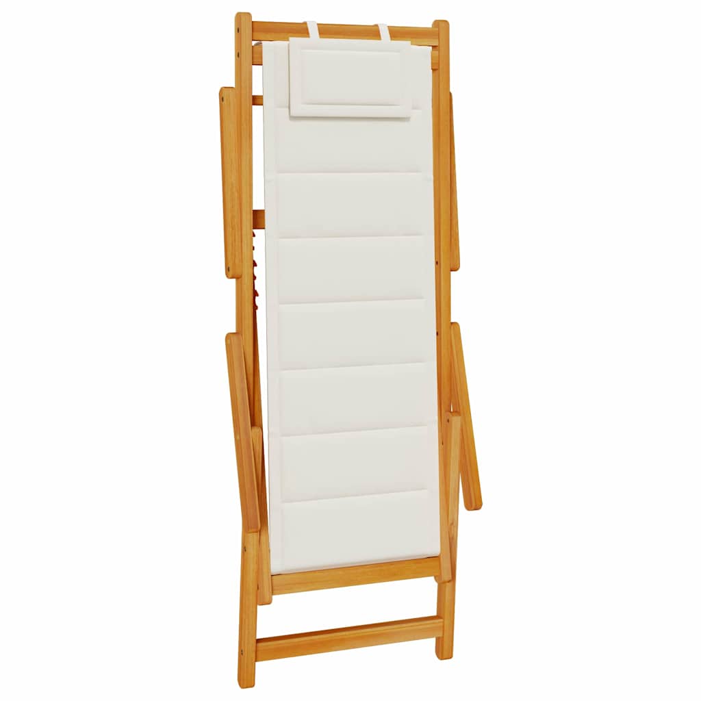 Strandstol Med Kudde 2 Pcs Brun Massivt Akaciaträ