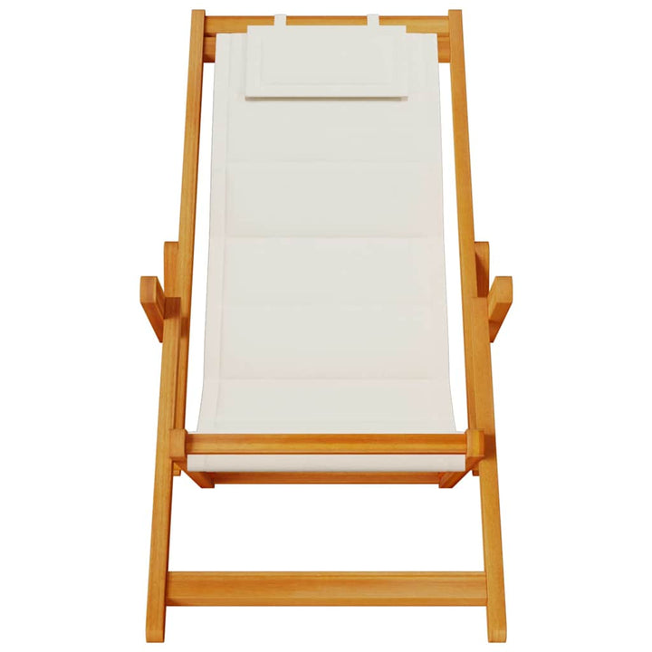 Strandstol Med Kudde 2 Pcs Brun Massivt Akaciaträ
