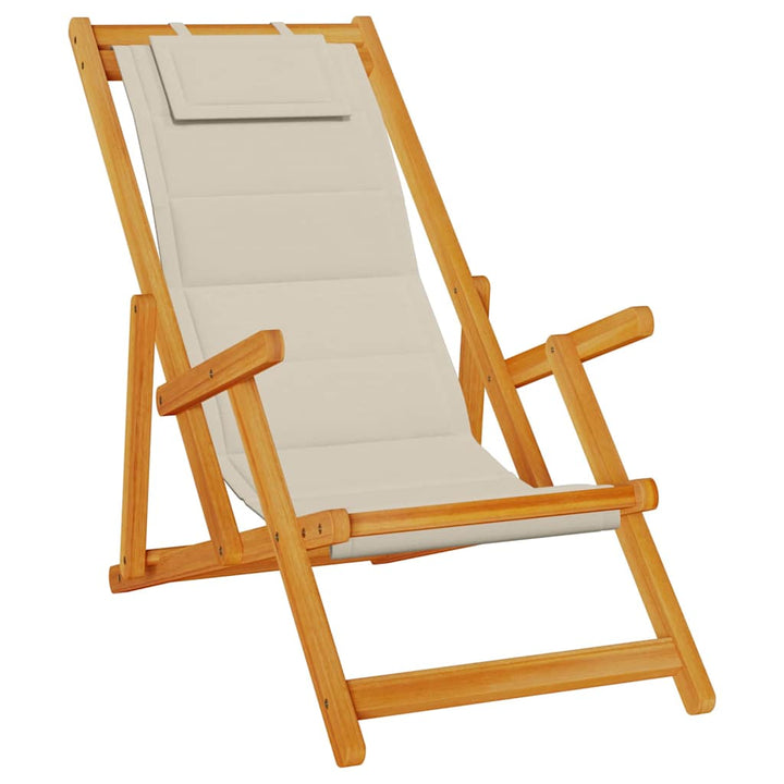 Strandstol Med Kudde 2 Pcs Brun Massivt Akaciaträ