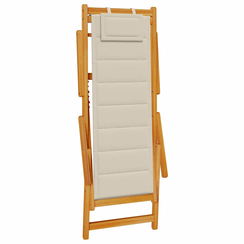 Strandstol Med Kudde 2 Pcs Brun Massivt Akaciaträ