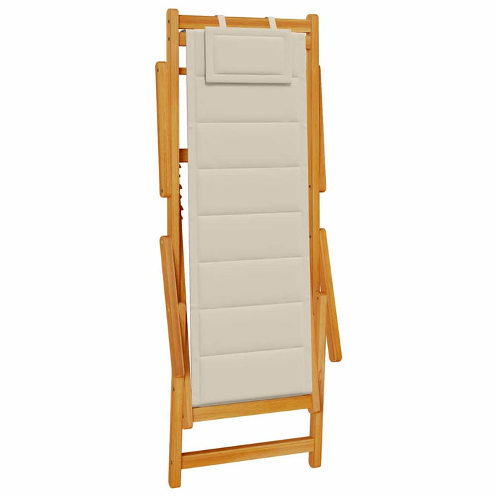 Strandstol Med Kudde 2 Pcs Brun Massivt Akaciaträ