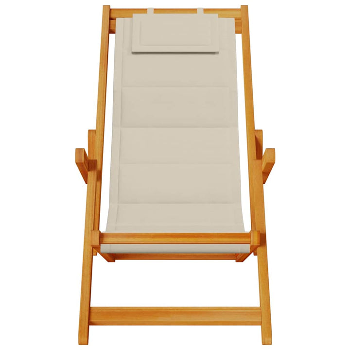 Strandstol Med Kudde 2 Pcs Brun Massivt Akaciaträ