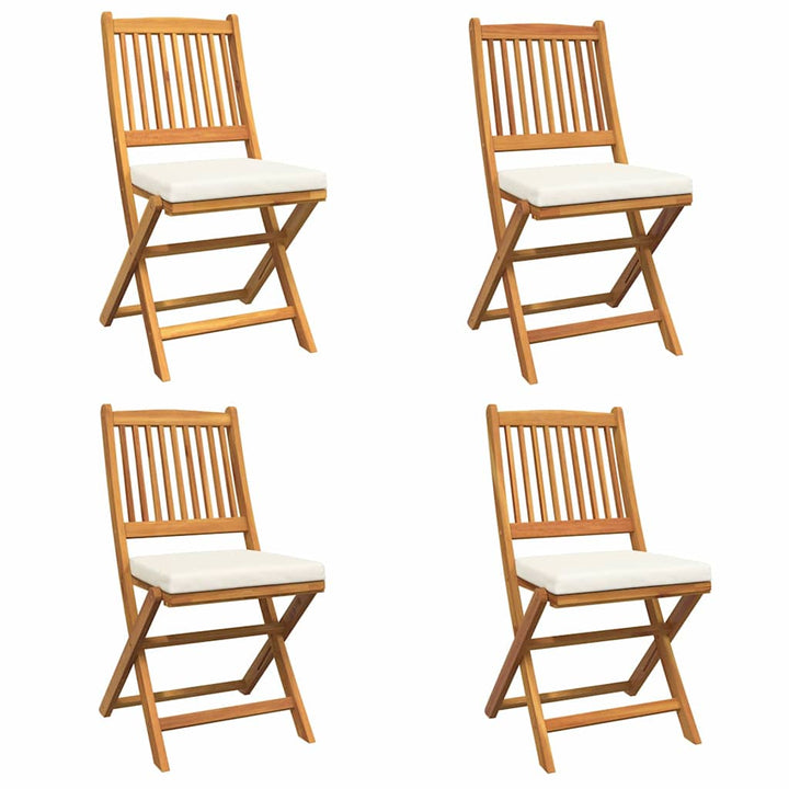 Fällstol Med Kudde 4 Pcs Vit 49 X 57.5 X 92Cm Massivt Akaciaträ