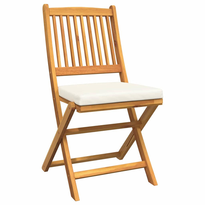 Fällstol Med Kudde 4 Pcs Vit 49 X 57.5 X 92Cm Massivt Akaciaträ