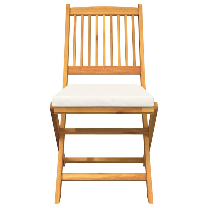 Fällstol Med Kudde 4 Pcs Vit 49 X 57.5 X 92Cm Massivt Akaciaträ