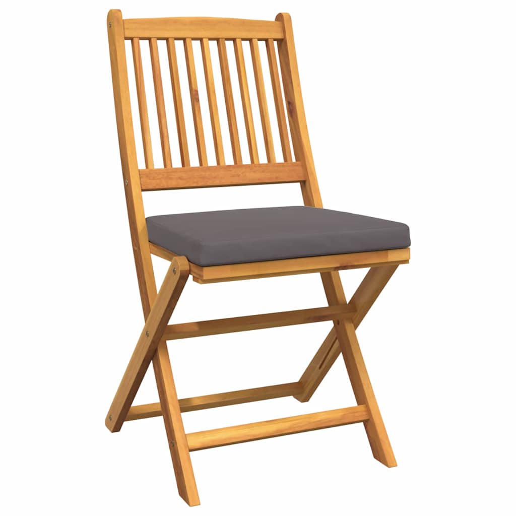 Fällstol Med Kudde 4 Pcs Grå 49 X 57.5 X 92Cm Massivt Akaciaträ