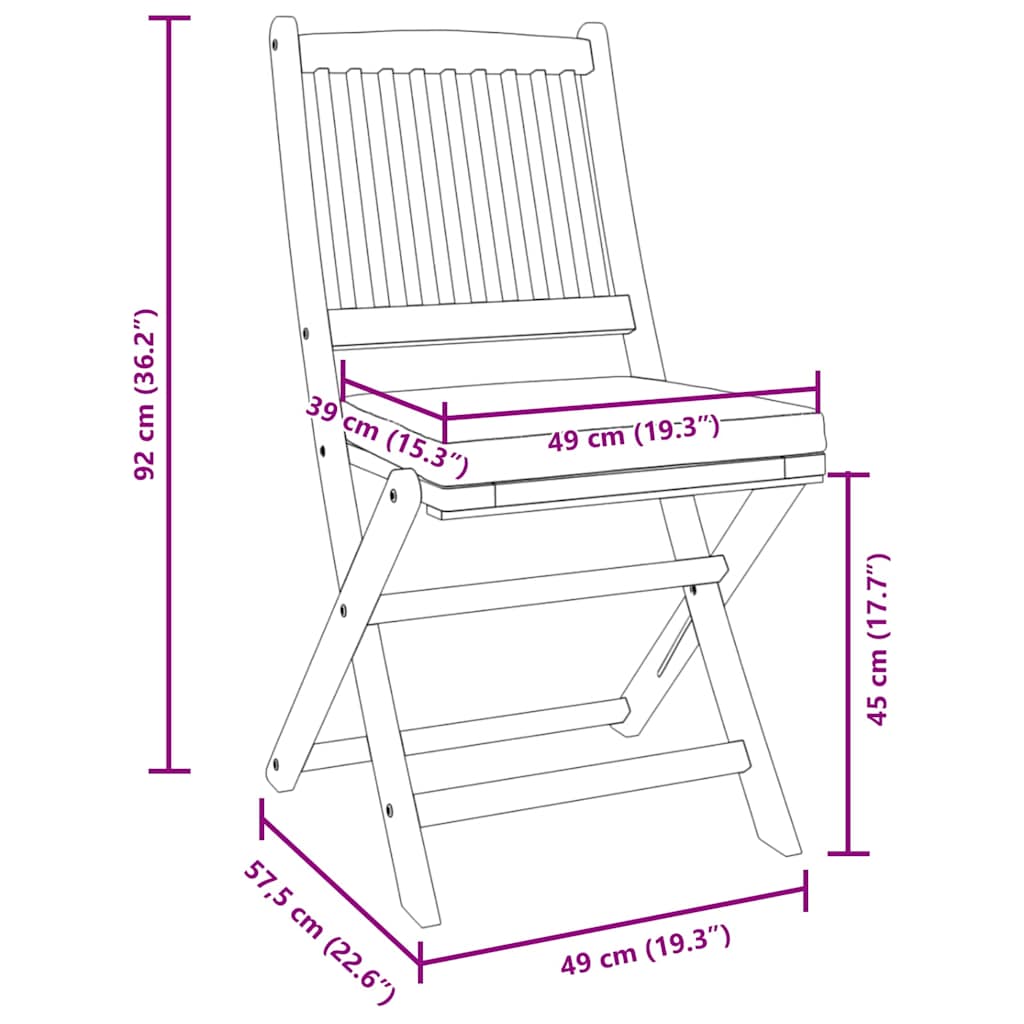 Fällstol Med Kudde 4 Pcs Grå 49 X 57.5 X 92Cm Massivt Akaciaträ