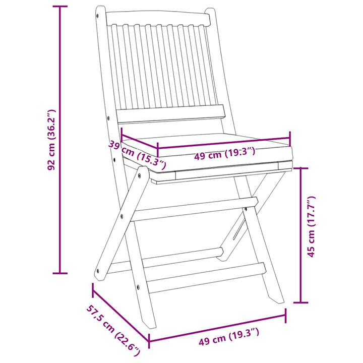Fällstol Med Kudde 4 Pcs Grå 49 X 57.5 X 92Cm Massivt Akaciaträ