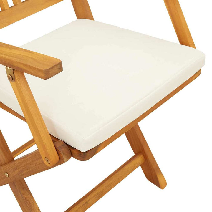 Fällstol Med Kudde 4 Pcs Vit 49 X 57.5 X 92Cm Massivt Akaciaträ