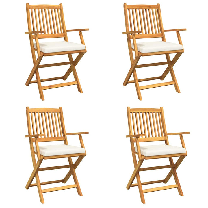 Fällstol Med Kudde 4 Pcs Vit 49 X 57.5 X 92Cm Massivt Akaciaträ