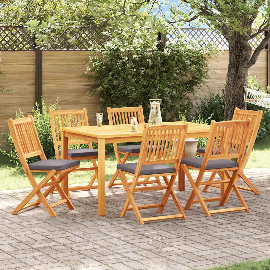 Fällstol Med Kudde 6 Pcs Grå 49 X 57.5 X 92Cm Massivt Akaciaträ
