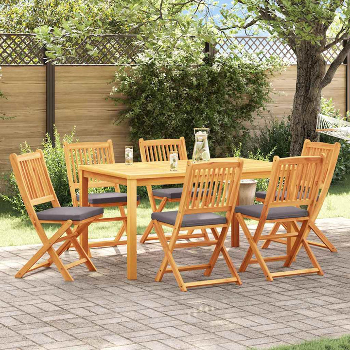 Fällstol Med Kudde 6 Pcs Grå 49 X 57.5 X 92Cm Massivt Akaciaträ