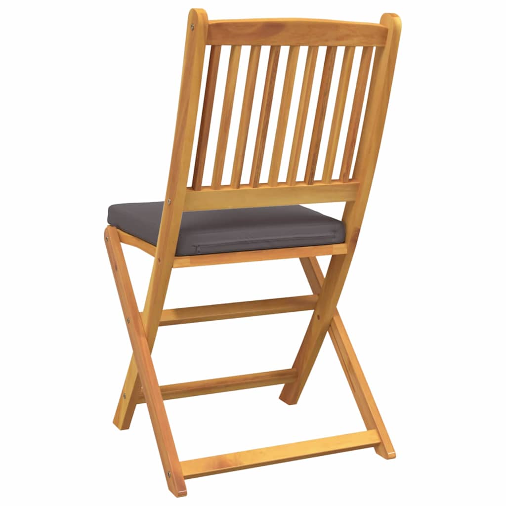Fällstol Med Kudde 6 Pcs Grå 49 X 57.5 X 92Cm Massivt Akaciaträ