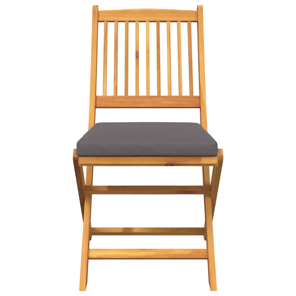 Fällstol Med Kudde 6 Pcs Grå 49 X 57.5 X 92Cm Massivt Akaciaträ