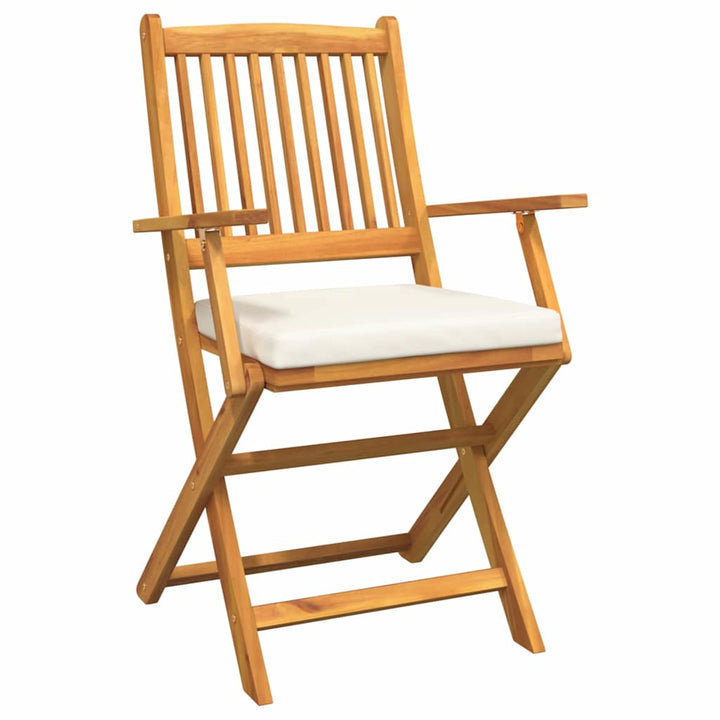 Fällstol Med Kudde 6 Pcs Vit 49 X 57.5 X 92Cm Massivt Akaciaträ