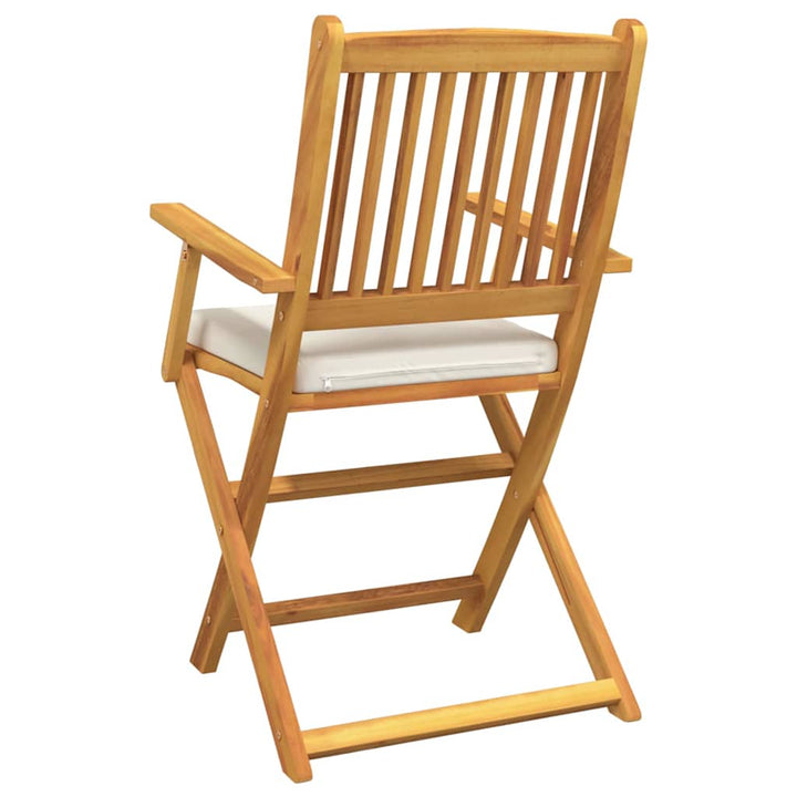 Fällstol Med Kudde 6 Pcs Vit 49 X 57.5 X 92Cm Massivt Akaciaträ