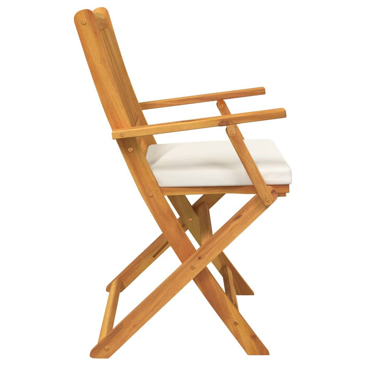 Fällstol Med Kudde 6 Pcs Vit 49 X 57.5 X 92Cm Massivt Akaciaträ