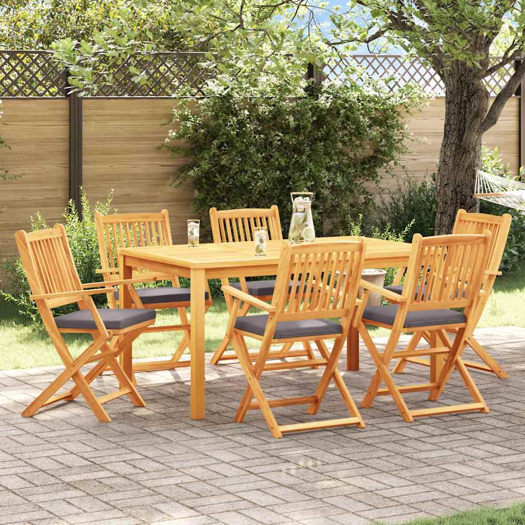 Fällstol Med Kudde 6 Pcs Grå 49 X 57.5 X 92Cm Massivt Akaciaträ