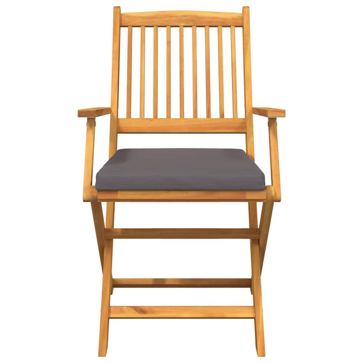 Fällstol Med Kudde 6 Pcs Grå 49 X 57.5 X 92Cm Massivt Akaciaträ