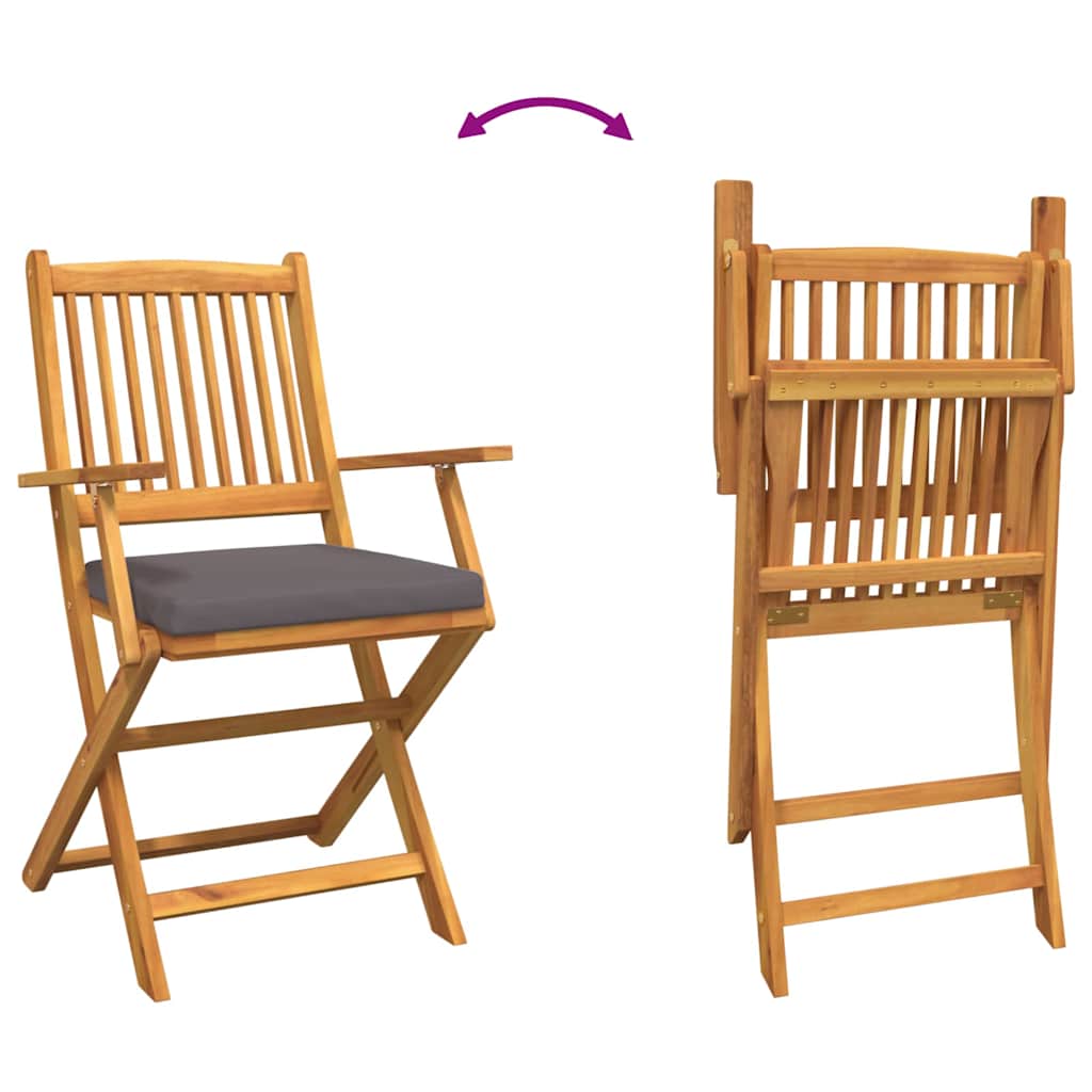 Fällstol Med Kudde 6 Pcs Grå 49 X 57.5 X 92Cm Massivt Akaciaträ