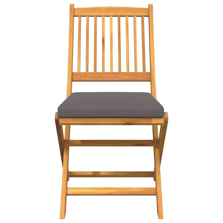 Fällstol Med Kudde 8 Pcs Grå 49 X 57.5 X 92Cm Massivt Akaciaträ