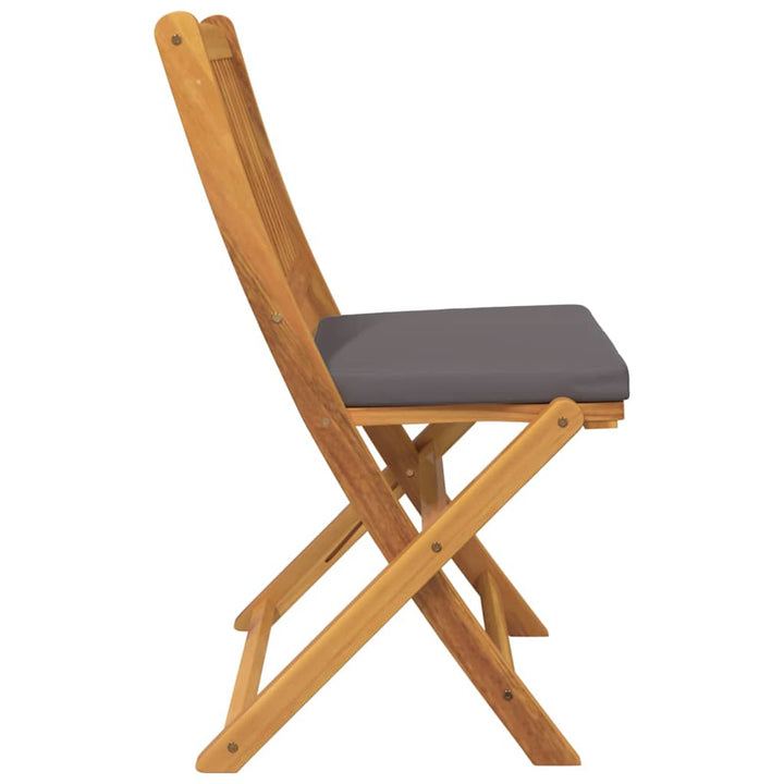 Fällstol Med Kudde 8 Pcs Grå 49 X 57.5 X 92Cm Massivt Akaciaträ