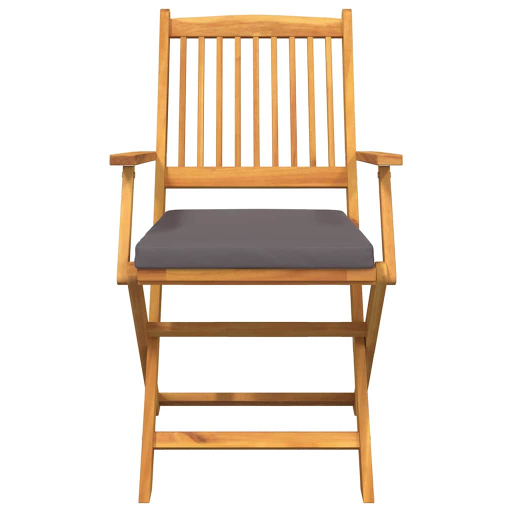 Fällstol Med Kudde 8 Pcs Grå 49 X 57.5 X 92Cm Massivt Akaciaträ