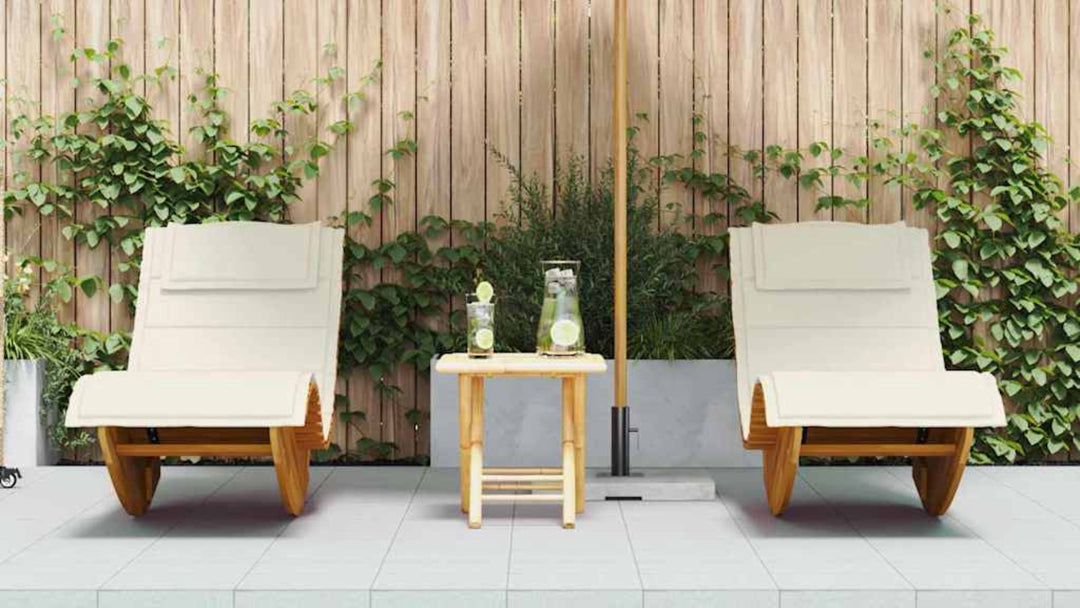 Solstol Med Kudde 2-Person 2 Pcs Brun Massivt Akaciaträ