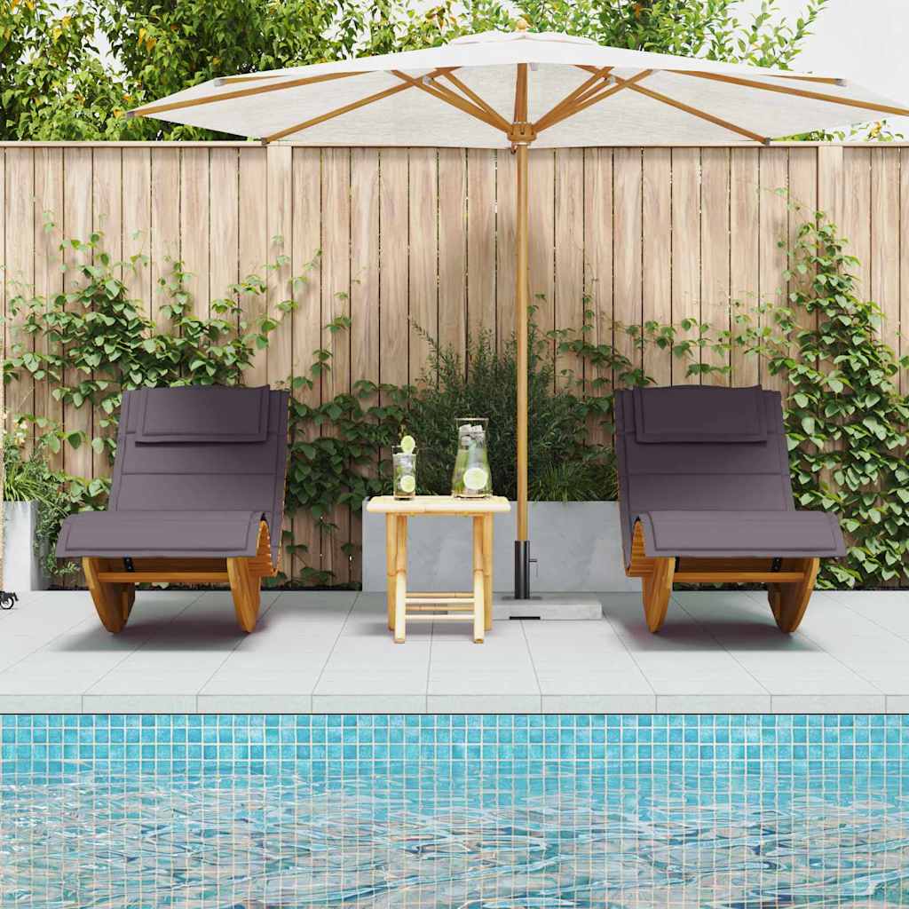 Solstol Med Kudde 2-Person 2 Pcs Brun Massivt Akaciaträ