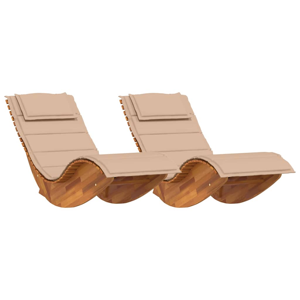 Solstol Med Kudde 2-Person 2 Pcs Brun Massivt Akaciaträ