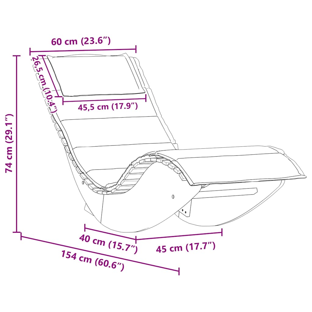 Solstol Med Kudde 2-Person 2 Pcs Brun Massivt Akaciaträ